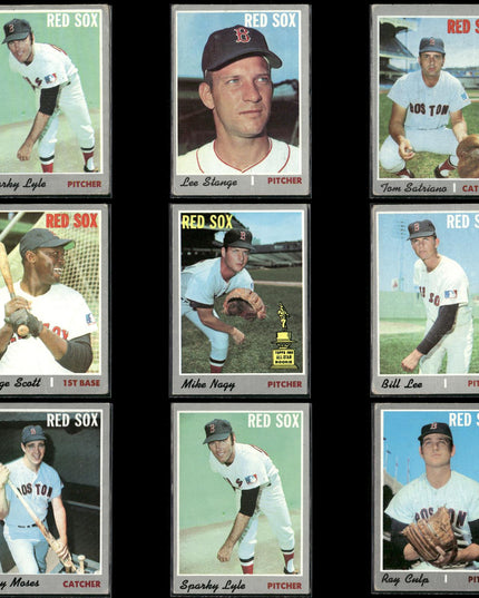 9-Card Lot Vintage 1970 Topps Boston Red Sox | MLB Baseball Trading Cards Topps