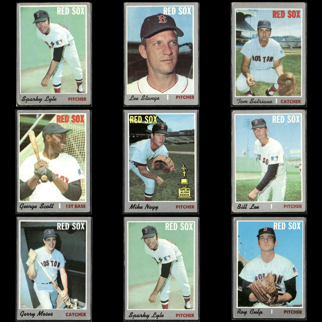 9-Card Lot Vintage 1970 Topps Boston Red Sox | MLB Baseball Trading Cards Topps