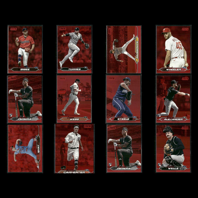 2024 Topps Stadium Club Red Parallel Cards Lot (12) MLB Inserts RCs