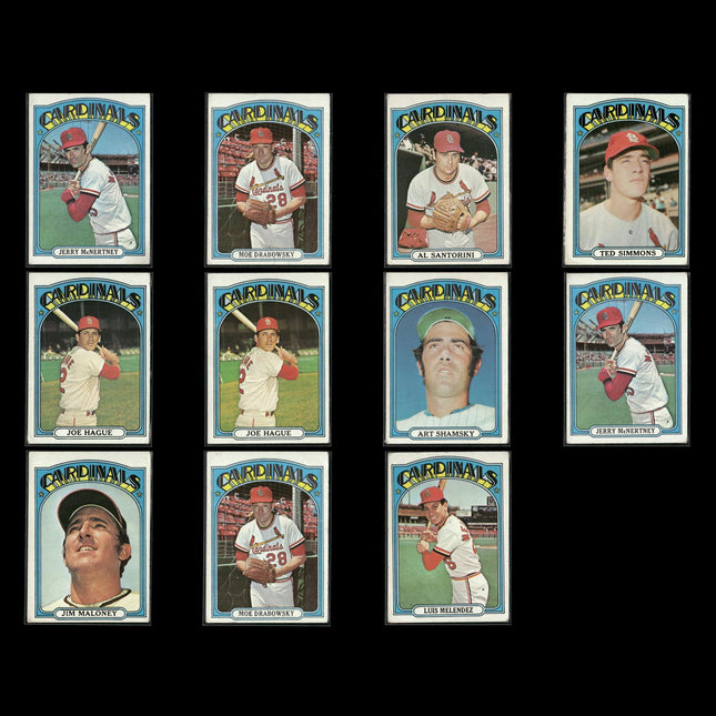 1972 Topps St. Louis Cardinals Team Lot (11 Cards) Vintage Baseball MLB