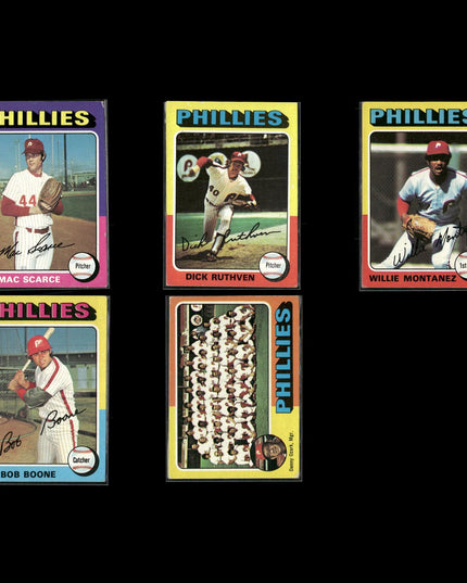 5-Card Lot Vintage 1975 Topps Philadelphia Phillies | MLB Baseball Trading Cards