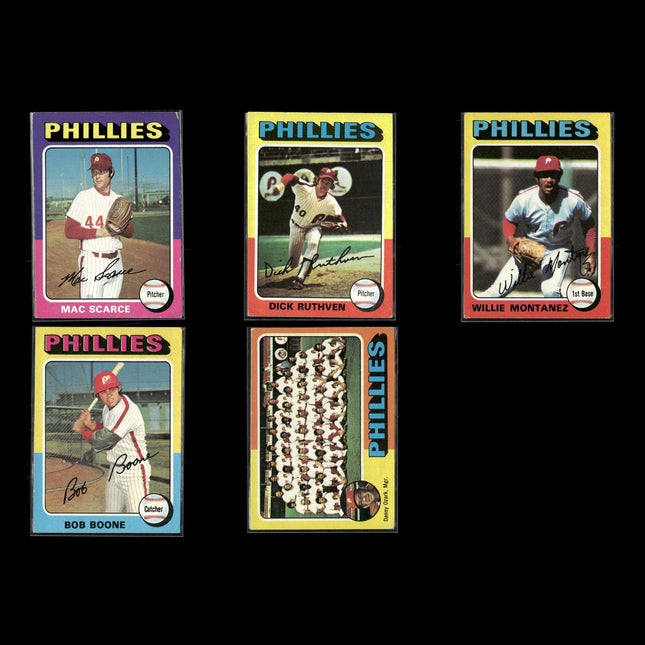 5-Card Lot Vintage 1975 Topps Philadelphia Phillies | MLB Baseball Trading Cards
