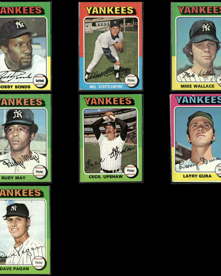 7-Card Lot Vintage 1975 Topps New York Yankees | MLB Baseball Trading Cards
