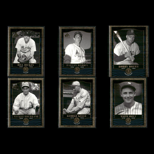 2001 SP Legendary Cuts Lot (6) w/ Bill Dickey, Mickey Cochrane, HOF Yankee Stars