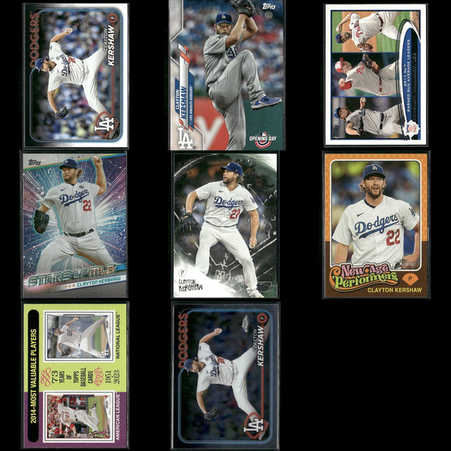 Clayton Kershaw 8-Card Lot LA Dodgers Cy Young Ace Pitcher