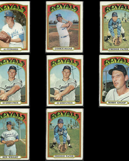 1972 Topps Kansas City Royals Team Lot (8 Cards) Vintage Baseball MLB