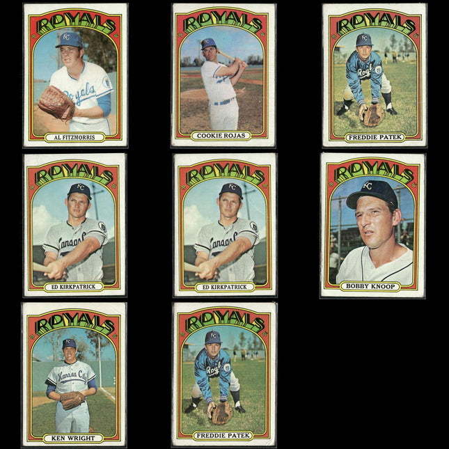 1972 Topps Kansas City Royals Team Lot (8 Cards) Vintage Baseball MLB
