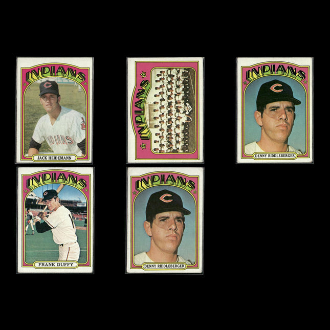 1972 Topps Cleveland Indians Team Lot (5 Cards) Vintage Baseball MLB