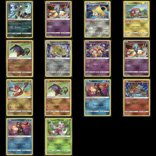 Radiant Pokémon Card Lot – 14 Cards – Shiny Rare Pokémon TCG