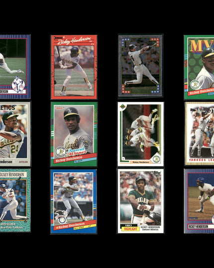 Rickey Henderson 12-Card Lot Yankees HOF Leadoff Legend