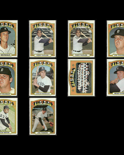 1972 Topps Detroit Tigers Team Lot (10 Cards) Vintage Baseball MLB