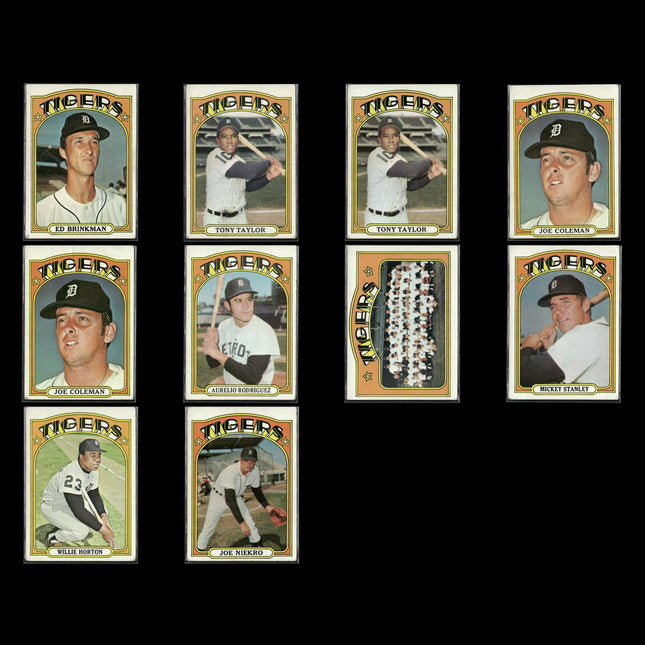1972 Topps Detroit Tigers Team Lot (10 Cards) Vintage Baseball MLB
