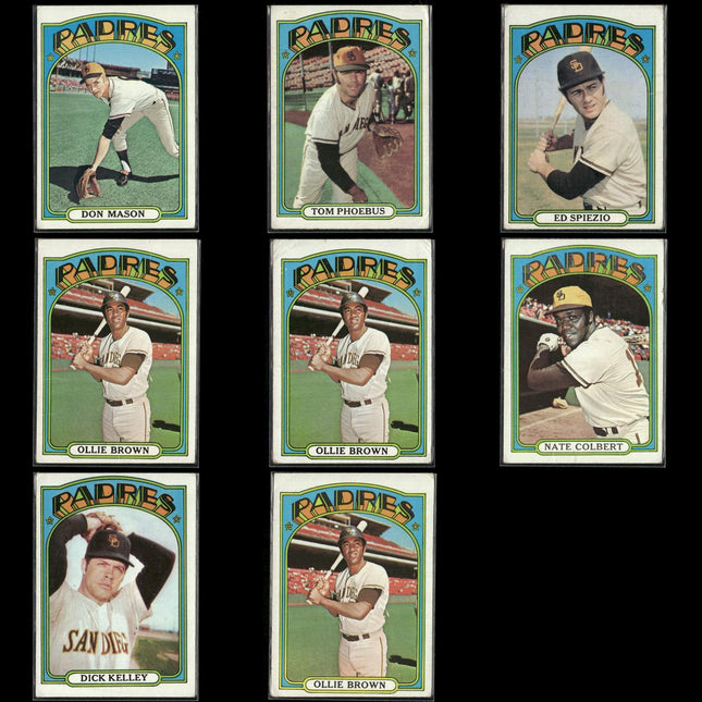 1972 Topps San Diego Padres Team Lot (8 Cards) Vintage Baseball MLB