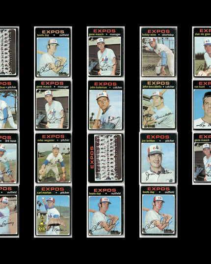 19-Card Lot Vintage 1971 Topps Montreal Expos | MLB Baseball Trading Cards Topps