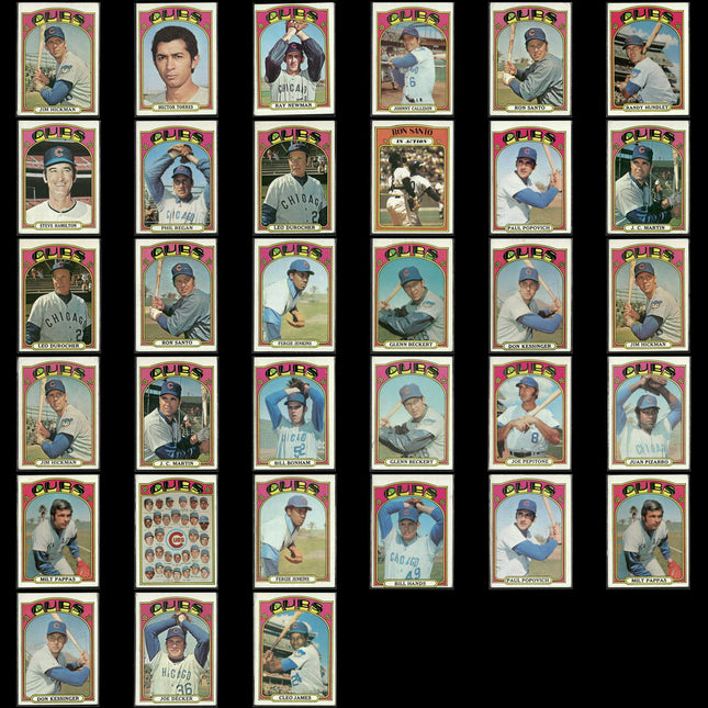 1972 Topps Chicago Cubs Team Lot (33 Cards) Vintage Baseball MLB