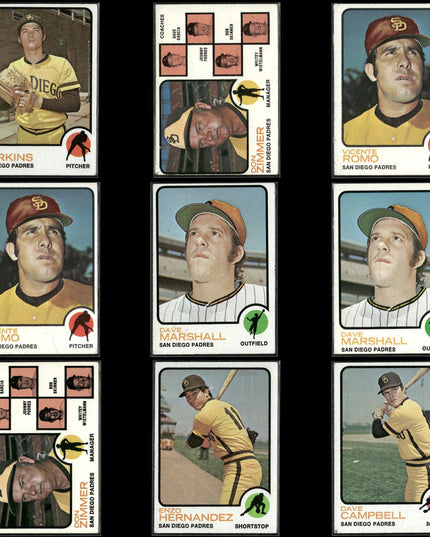 9-Card Lot Vintage 1973 Topps San Diego Padres | MLB Baseball Trading Cards
