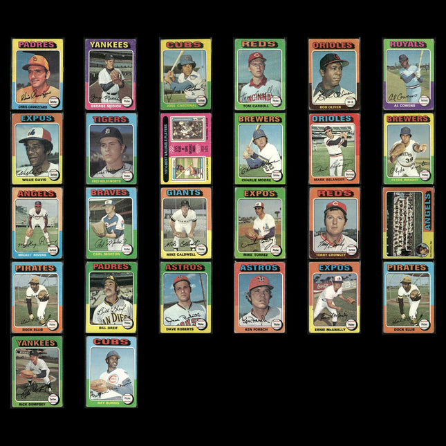 1975 Topps Baseball Card Lot – 26 Cards – Colorful Vintage MLB Set