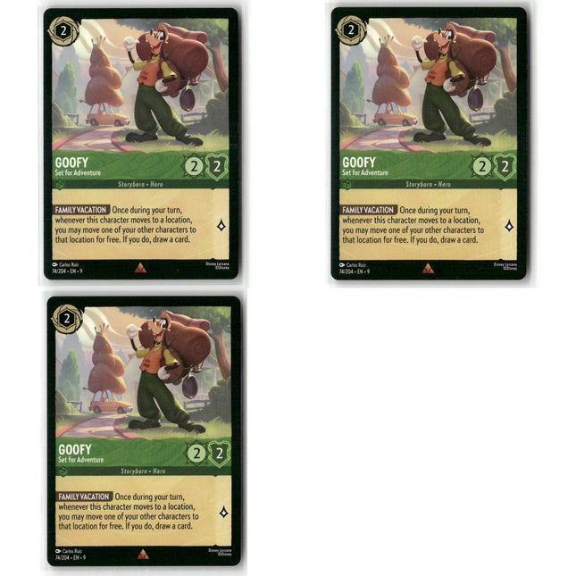 Goofy - Set for Adventure #74 3 Card Lot Rare Fabled Disney Lorcana