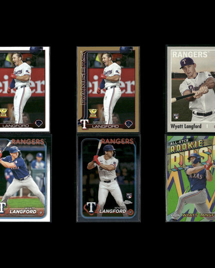 Wyatt Langford 6-Card Lot Texas Rangers Rookie Prospect