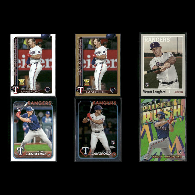 Wyatt Langford 6-Card Lot Texas Rangers Rookie Prospect