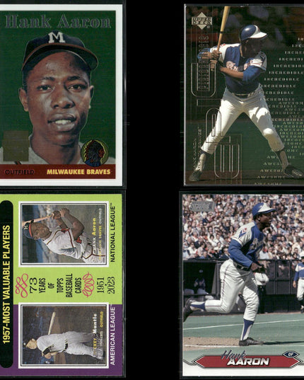 Hank Aaron 4-Card Lot Atlanta Braves “Hammerin’ Hank” HOF Legend