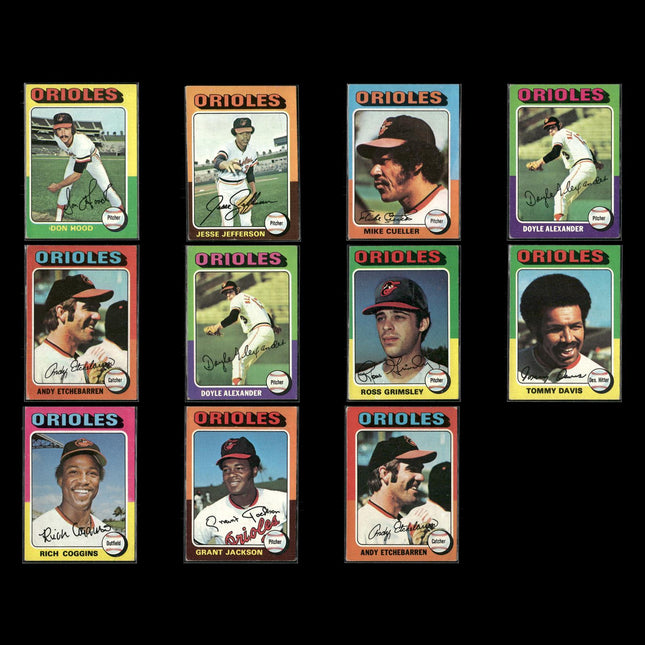 11-Card Lot Vintage 1975 Topps Baltimore Orioles | MLB Baseball Trading Cards