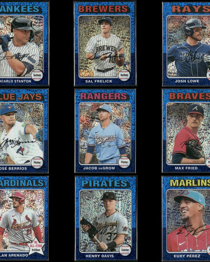 2024 Topps Heritage Chrome Blue Sparkle Baseball Lot (9 Cards) MLB