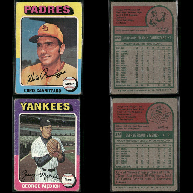 1975 Topps Baseball Card Lot – 26 Cards – Colorful Vintage MLB Set