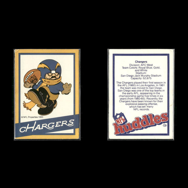 1983 NFL Huddles Lot – 4 Cards – Chargers, Falcons, Broncos, Buccaneers