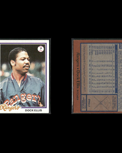 1978 Topps Baseball Lot (8) w/ Dusty Baker, Rusty Staub, Mario Soto RC, Blyleven