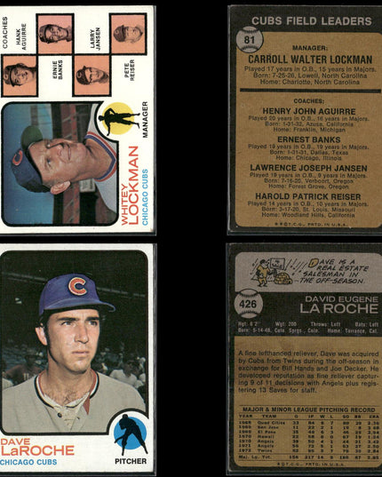35-Card Lot Vintage 1973 Topps Chicago Cubs | MLB Baseball Trading Cards Topps
