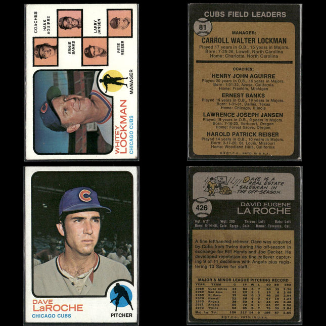35-Card Lot Vintage 1973 Topps Chicago Cubs | MLB Baseball Trading Cards Topps