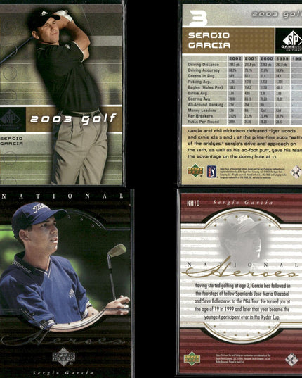 Sergio Garcia Golf Card Lot (24) 2001–2003 UD Gallery, Heroes, Inserts