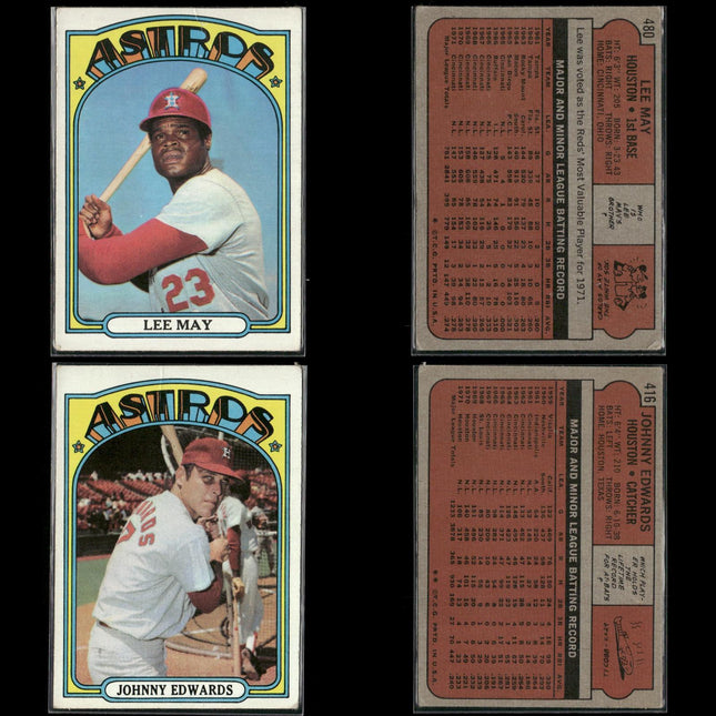 27-Card Lot Vintage 1972 Topps Houston Astros | MLB Baseball Trading Cards