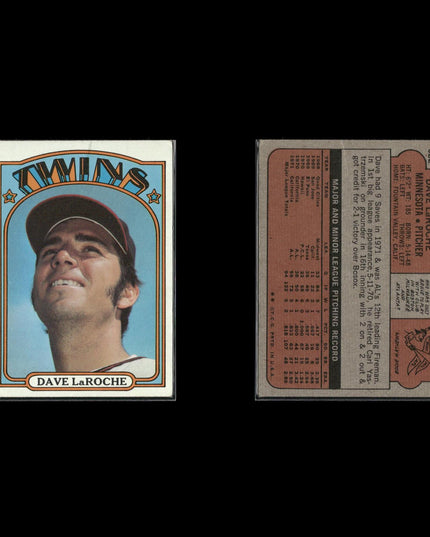 1972 Topps Minnesota Twins Team Lot (10 Cards) Vintage Baseball MLB