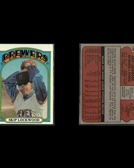 1972 Topps Milwaukee Brewers Team Lot (10 Cards) Vintage Baseball MLB