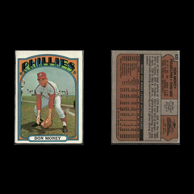 11-Card Lot Vintage 1972 Topps Philadelphia Phillies | MLB Baseball Trading Cards