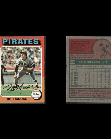 7-Card Lot Vintage 1975 Topps Pittsburgh Pirates | MLB Baseball Trading Cards