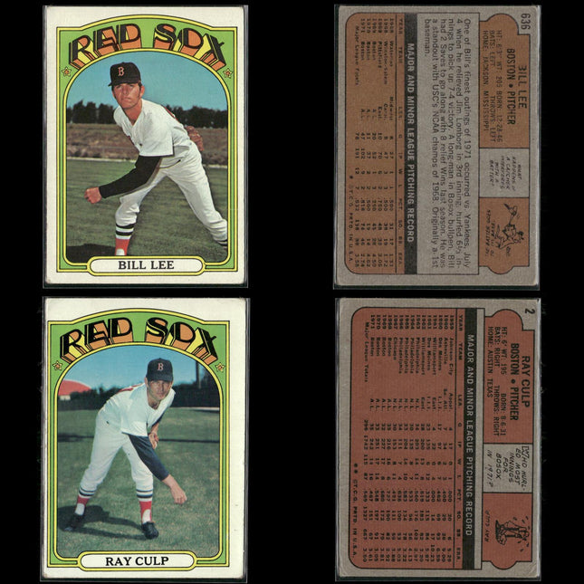 1972 Topps Boston Red Sox Team Lot (30 Cards) Vintage Baseball MLB