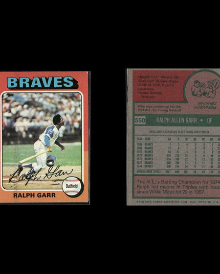 10-Card Lot Vintage 1975 Topps Atlanta Braves | MLB Baseball Trading Cards Topps