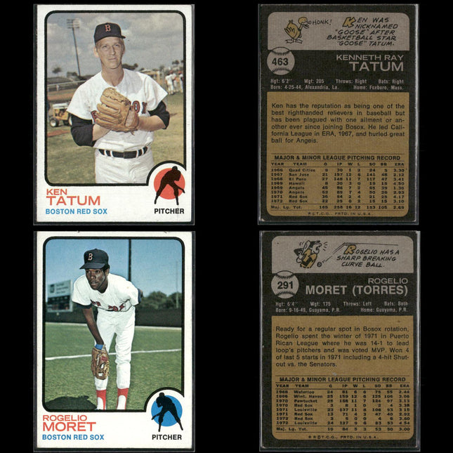 10-Card Lot Vintage 1973 Topps Boston Red Sox | MLB Baseball Trading Cards