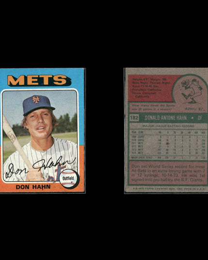 4-Card Lot Vintage 1975 Topps New York Mets | MLB Baseball Trading Cards Topps