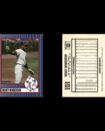 Rickey Henderson 8-Card Lot A’s Pepsi Promo HOF Cards