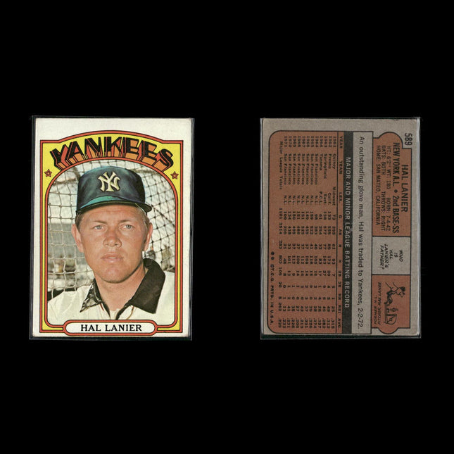 16-Card Lot Vintage 1972 Topps New York Yankees | MLB Baseball Trading Cards