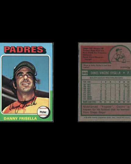 4-Card Lot Vintage 1975 Topps San Diego Padres | MLB Baseball Trading Cards Topps