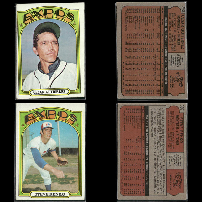 1972 Topps Montreal Expos Team Lot (25 Cards) Vintage Baseball MLB