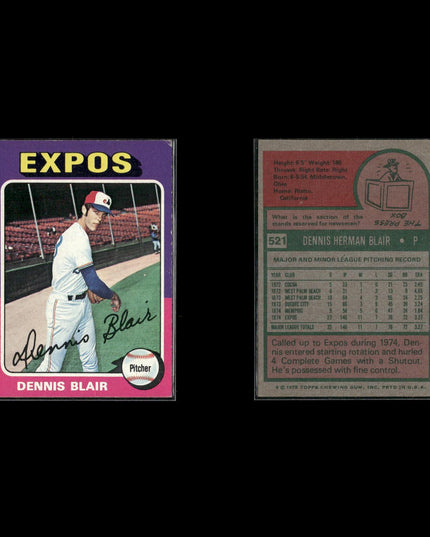 4-Card Lot Vintage 1975 Topps Montreal Expos | MLB Baseball Trading Cards Topps