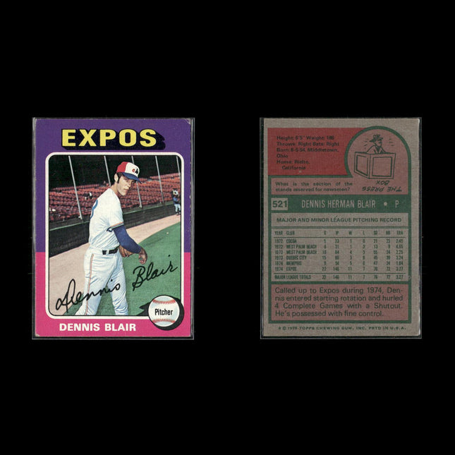 4-Card Lot Vintage 1975 Topps Montreal Expos | MLB Baseball Trading Cards Topps
