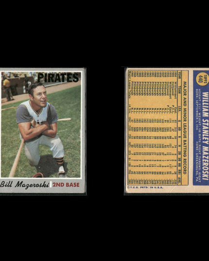 1970 Topps Baseball Lot (15) w/ Bill Mazeroski, Tommy John, Jim Kaat, RCs