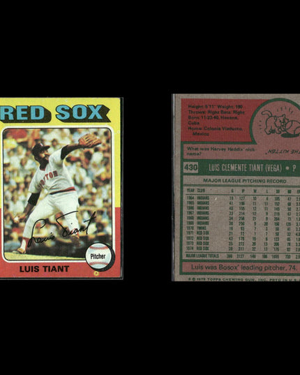 4-Card Lot Vintage 1975 Topps Boston Red Sox | MLB Baseball Trading Cards